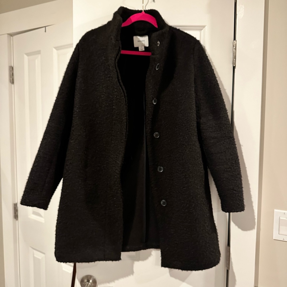 Black old navy mock neck bouclé coat
